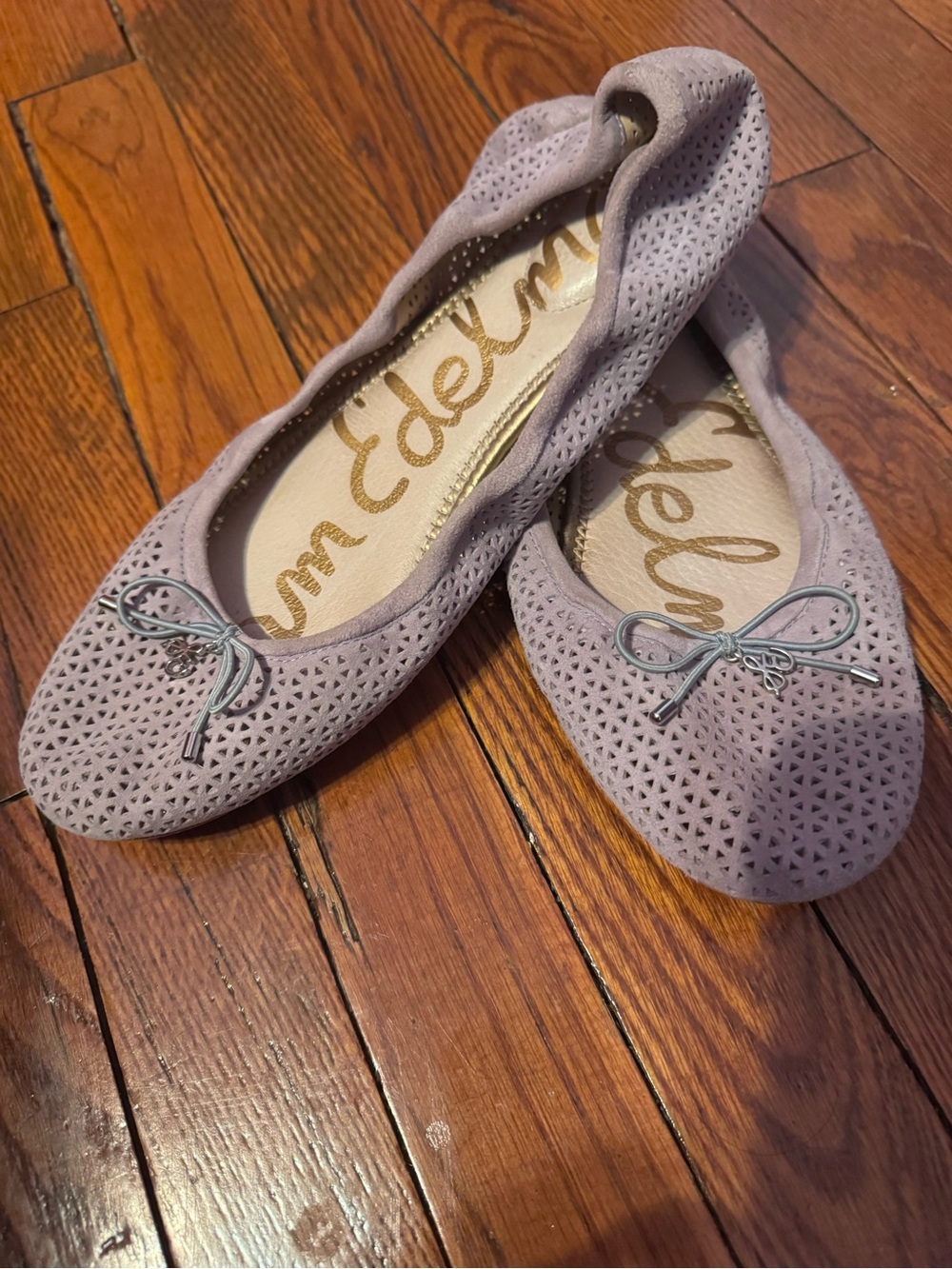 Sam Edelman Lavender Perforated Bow Ballet Flats